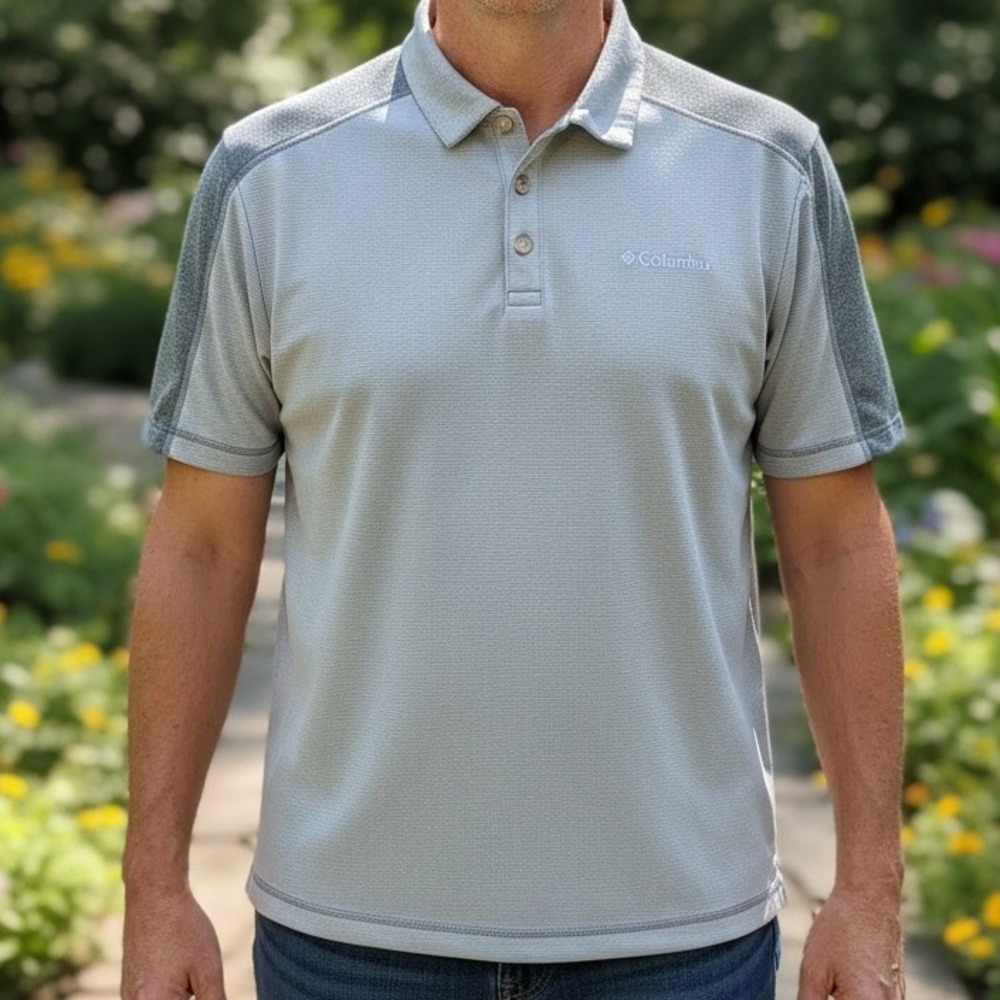 Columbia Sportswear Mens Grey‎ Striped Performance Polo Shirt Short Sleeve XL